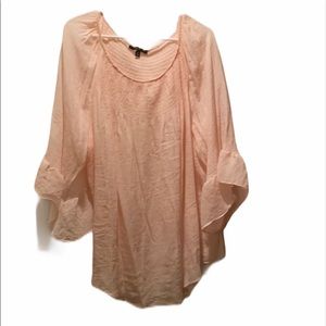 Light pink smocked top linen top
